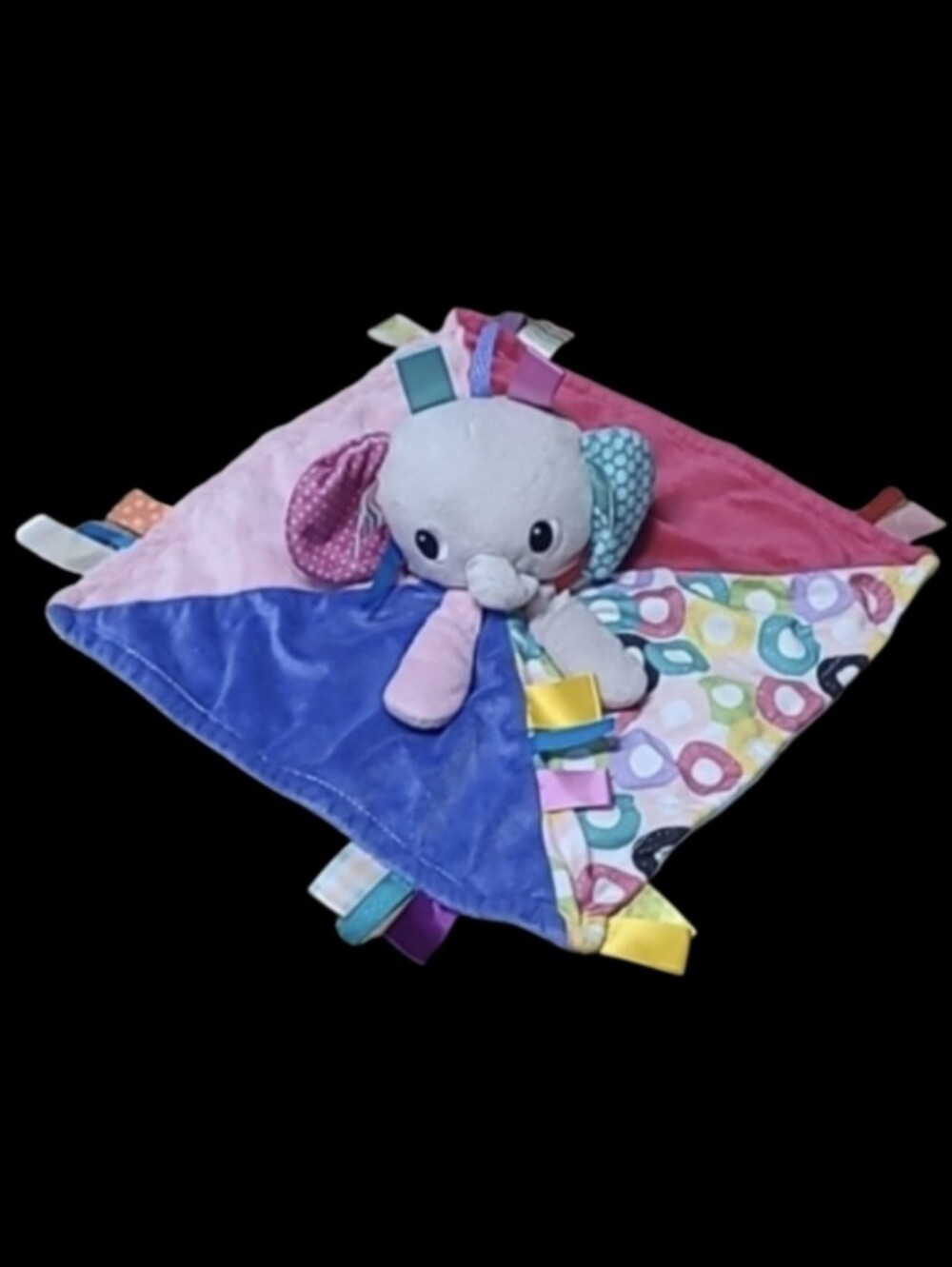 TAGGIES BRIGHT STARTS ELEPHANT BABY 14" PLUSH SECURITY BLANKET LOVEY
